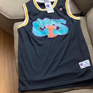 Champion Black Basketball Jersey with Teal & Orange 'Mo'Star' Graphic